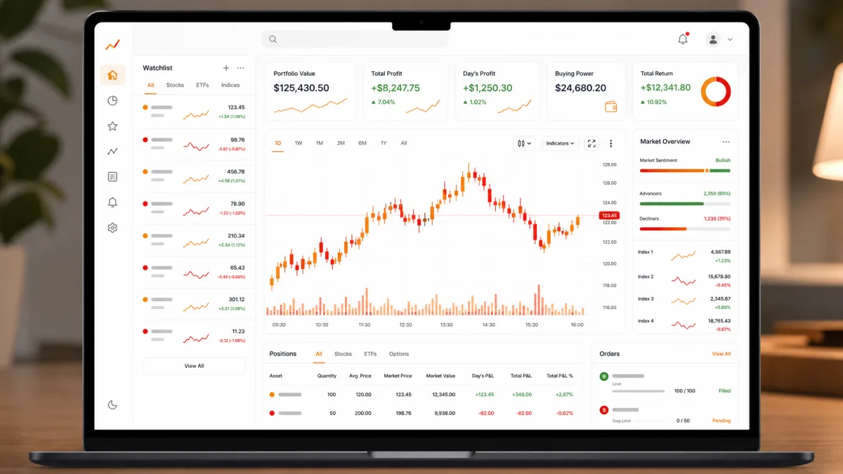MarlonFin – Dashboard der Trading-Plattform